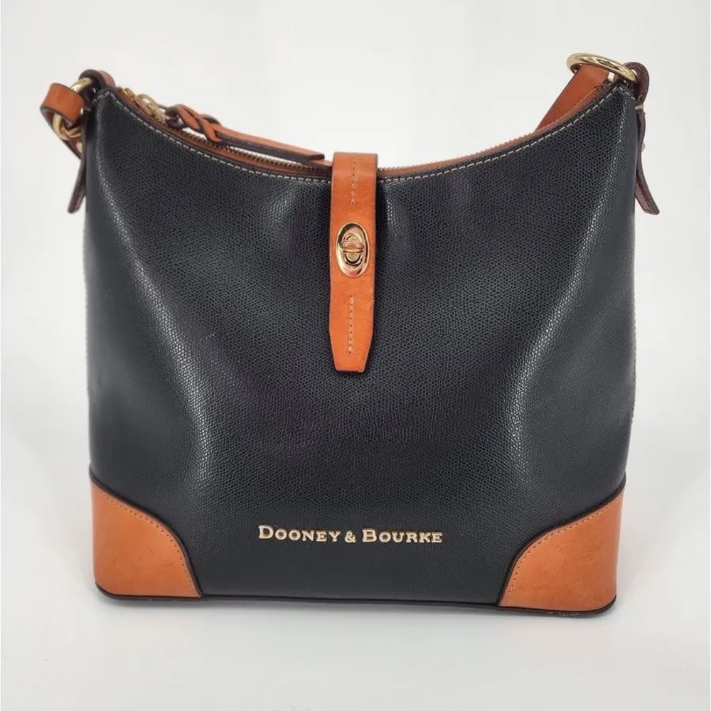 Dooney & Bourke Fairview Claremont Crossbody Bucket Bag Black and Brown Leather